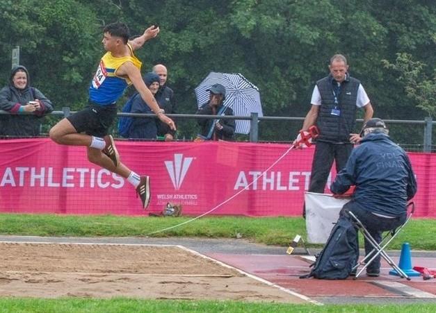 Harvey shows his long-jump skills